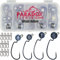 Paradox Fishing Premium Offset Jigköpfe Haken Set 1/0-3/0 (5g/5g/7g/10g/14g) 24 Stück je 5/4 Stück I Offset Haken mit Blei Cheburashka Blei Dropshot Haken für Gummifische I Jig Head Set