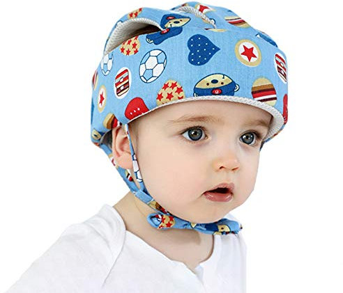 Bébé Casque de Protection Coton Respirant Casque de Sécurité Anti-chute Chapeau Anti-collision Infantile Chapeau de Protection de Tête Ajustable pour Enfant 0-5 Ans Apprendre à Ramper et Marcher