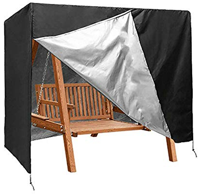 Hollywoodschaukel Abdeckung 3 Sitzer, 200X170X125CM, Wasserdicht Winddicht Schutzhülle Für Gartenschaukel, UV-Schutz, Faltbar Gartenmöbel Abdeckhaube Mit Reißverschlüssen Und Befestigungskordel