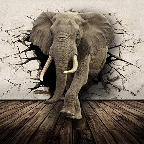 Papier peint intissé 3D Effet Panoramique 300x210 cm Éléphant animal Décoration Murale XXL Poster Geant Mural Personnalisé 3D pour Salon Chambre