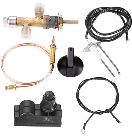 gohantee Gas Fire Pit Control Safety Valve Universal Gas Thermocouple Kit, Spark Generator Igniter 2 Outlet with Wire 60cm for Gas Grill, Fireplace BBQ