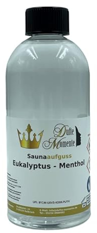 Dufte Momente | Saunaduft Konzentrat Eukalyptus-Menthol 500ml | mit naturreinen und natürlichen ätherischen Ölen | vegan und ohne Tierversuche