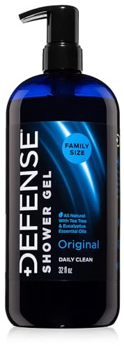 Defense Soap Organic Tea Tree Body Wash | All Natural Shower Gel with Tea Tree Oil, Eucalyptus Oil, and Aloe Vera. Wrestling Inspired, For All Mens & Womens Skin Types. 32 oz