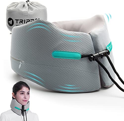 Joscoal Reisekissen Nackenkissen Memory Foam Nackenhörnchen Kinnstütz Reise in Flugzeug Auto Zug Büro egornomischen Stützfunktion mit schnelltrocknendem Bezug (Größe S, GRAU)