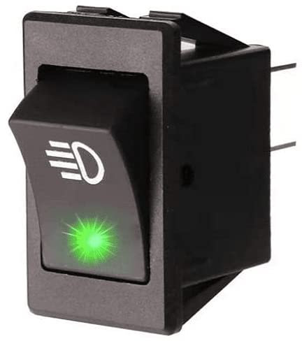 AUTOZOCO Interruptor Basculante Luz Antiniebla DPST ON/OFF 4 Pin 35A con Luz - Boton On/Off - interruptor auxiliar - controlador eléctrico vehículo - LED Verde