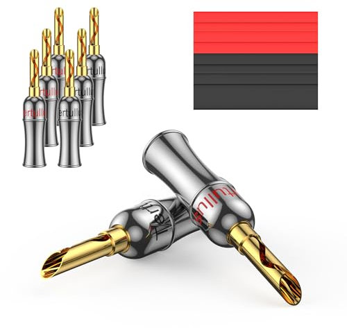 Tertullus 8 Pcs 4mm BFA Banana Plugs Connectors Gold Plated Dual Screw Lock HiFi Speaker Cable Wire Connectors(BFA)