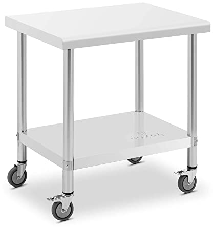 Royal Catering RCAT-80/60-W Edelstahltisch mit Rollen 60 x 80 cm 135 kg Tragkraft Arbeitstisch mit Rollen Arbeitstisch auf Rollen Arbeitstisch Rollen