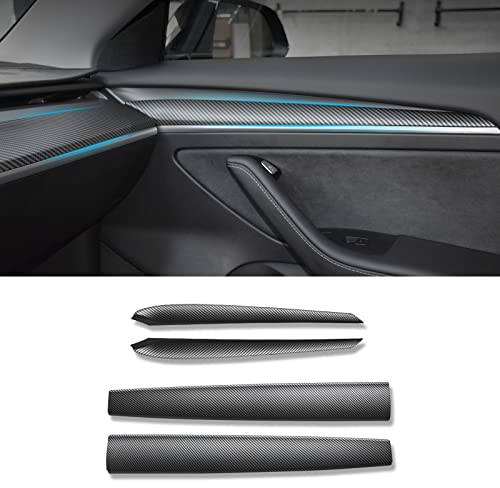 Carbon-Faser Armaturenbrettabdeckung für Tesla Model Y 2020-2023, Mittelkonsole Panel Sticker Innenzubehör für Tesla Model 3 2020-2023 (Matt)-Nicht für 2024-2025 Neue Modelle