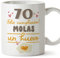 MUGFFINS Tazas 70 Cumpleaños - En Español - Feliz Cumpleaños Molas un Huevo - 11 oz / 330 ml - Regalo original y divertido