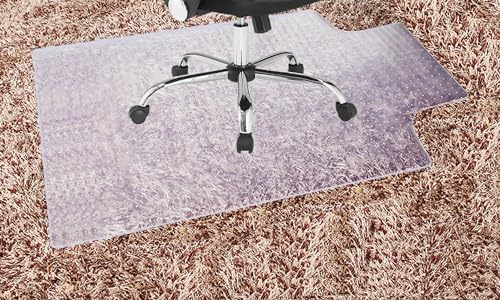 TUKA-i-AKUT 90 x 120 cm Teppich-Bodenschutzmatte mit Lippe, Teppichböden Schutzmatte Bürostuhlmatte, Schreibtischstuhl Unterlage, Stuhlmatte Teppichmatte mit Nieten, Milchig Transparent TKD4012
