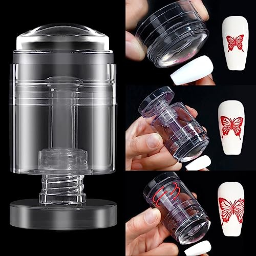 Drehbarer Nagelstempel mit Schaber Silikon Nagel Stempel Set French Nails Schablone Nagelschablonen Nageldesign Zubehör Rotatable Nail Stamp Silicone Nail Stamper Kit Nail Art Stamper Nail Tools