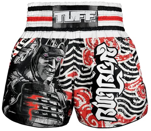 Tuff Sport Muay Thai Boxing Shorts Retro Styles Classic Slim Cut MMA Kickboxing Workout Set Clothing Training, Tuf-rms102-blk, Medium