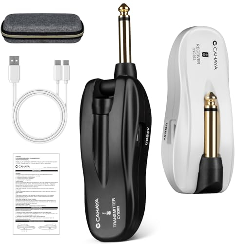CAHAYA Système de Guitare sans Fil 5,8 GHz Rechargeable : émetteur-récepteur sans Fil 4 canaux, système Audio numérique sans Fil pour Guitare Basse électrique, CY0363, CY0363-EU