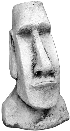 gartendekoparadies.de Massive Steinfigur Moai Steinstatue Osterinsel Kopf, Höhe 40 cm, Maße 20 x 24 cm, Grau, 12 kg, aus Steinguss frostsicher