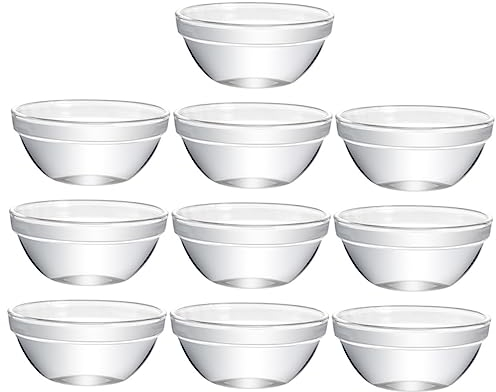 Cabilock Ensaladeras Multiusos y Cuencos De Postre 10 Unidades Vidrio Claro y Resistente Ideal Para La Cocina