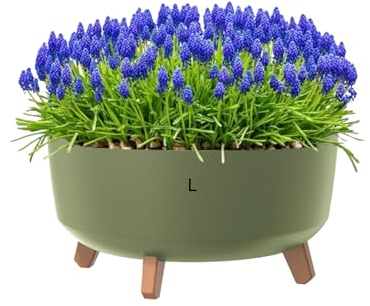 MELTOM Blumentopf Schale mit Füßen Einsatz Blumenschale Kräutertopf Übertopf (Grün, L- 38cm)