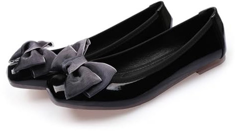 Rojeam Womens Flats Shoes Portable Pumps Ballet Flat Slip-on Ballerina Pumps Shoes Ladies Loafers, Black, Size 8.5