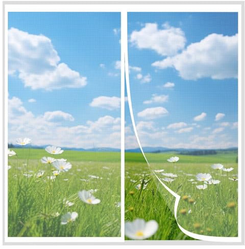 Zanzariera Magnetica Porta Finestra 65x135cm, Trasparente Tenda Magnetica, Rete Superfine Autoadescante Per Porte Finestre Tenda, Bianco