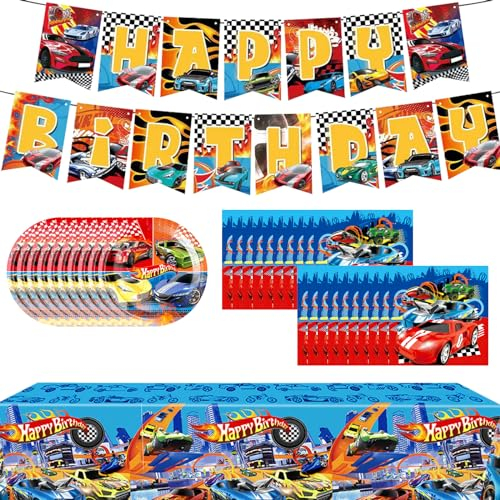 Birthday Decorations 46 Pcs Party Decorations Cars Birthday Decorations Party Style Rally Party Supplies Set for Children's Birthday Party