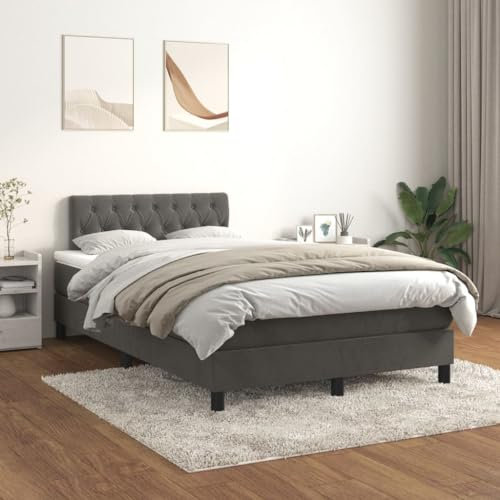 Willood Boxspringbett mit Matratze Dunkelgrau 120x200 cm SamtKnopfheftung Design