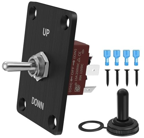 SPST Interrupteur à bascule à 2 broches 12-24 V CC avec levier en métal 10 A/12 VDC, 6 A/24 VDC, pour yacht, camping-car, bateau, camping-car, interrupteur double réinitialisation pour voiture, camion