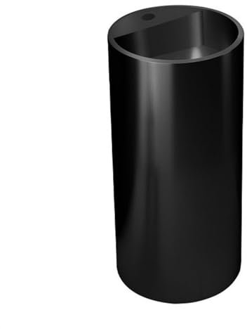 Lavabo sur colonne Lavabo sur colonne cylindrique, vasque sur colonne en acier inoxydable noir, vasque sur colonne sur pied avec bonde et tuyau d'évacuation, robinet en option Évier sur pied(002)