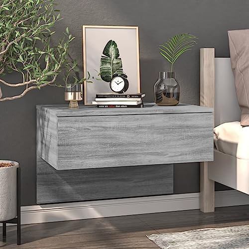 AJJHUUKI Home Items, Nachttisch zur Wandmontage, Grau Sonoma, Anzugmöbel