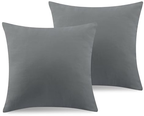 TOCOMOA Kissenbezug 40x40 2er Set - Kissenbezüge Öko-Tex Zertifiziert, 100% Mikrofaser Kissenhülle Weich und Hypoallergen, Dunkelgrau Kopfkissenbezug 40x40cm mit Reißverschluss