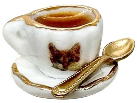 Teksome Hinge Head Topper,Vintage Teacup and Teaspoon Door Topper | Cup Art Hinge Head Miniature Door Hinge Pin Topper for Doors, Cabinets