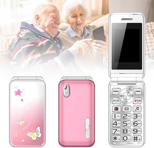 Basic Cell Phone for The Elderly, Unlocked 2G Mobile Phone with Big Buttons, Backup Dumb Phone with GSM Standard, Supports Dual SIM + SD Card,No Internet,Pink