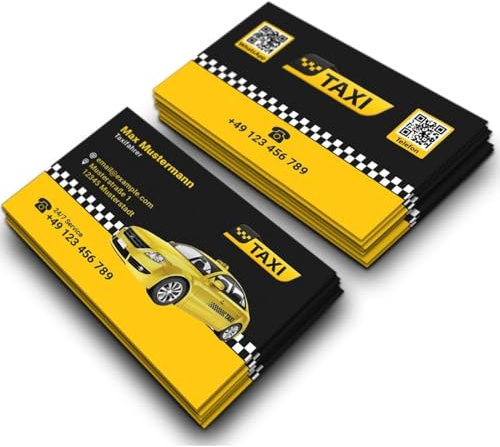 Premium Taxi-Visitenkarten personalisiert (85x55 mm) (Horizontal)