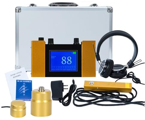 Underground Water Leak Detector, Water Pipe Leakage Monitor, Under Sink Sensor with Headset and Adjustable 4 Gears for Reducing Floor Heating Water Leakage Waste