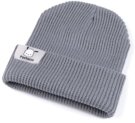 Roffatide Niedliche Pochacco Beanie für Männer Frauen Dicke Beanie-Mütze mit Bündchen Unisex Schädelmütze Winter warm gestrickt Hut Gelb