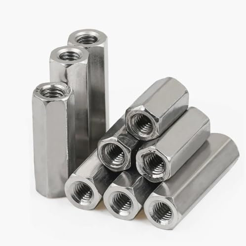 QtthZZr Überwurfmuttern Sechskanthülsenmutter Mit Rechts- Und Linksgewinde, Stangenkupplungsmuttern Aus Edelstahl 304, M3, M4, M5, M6, M8, M10 Sechskantmutter
