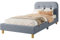 BXEYXE Polsterbett,90x200cm Polsterbett,Einzelbett(Ohne Matratze),Leinen,minimalistisches Styling,Grau