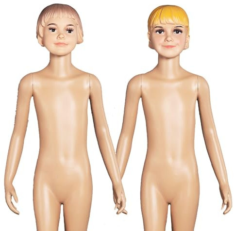 Schaufensterpuppe Kind 2er-Pack Schaufensterpuppenständer Für Kinderkörper, 110 Cm Hohe Kinderschaufensterpuppe Mit Kopf Und Gesicht Für Bekleidungsstände/Schaufenster, Ganzkörperpuppe(B+E)