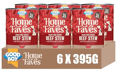 Good Boy Home Faves Grain Free Wet Dog Food Cans, Beef Stew, 6 Tins x 395 g