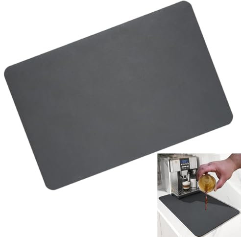 Febbya Antirutsch Abtropfmatte für Kaffeemaschine,30x40cm - Saugstarke Küchenmatte aus Polyester & Naturkautschuk für Geschirr Bar und Haushalt (Dunkelgrau)