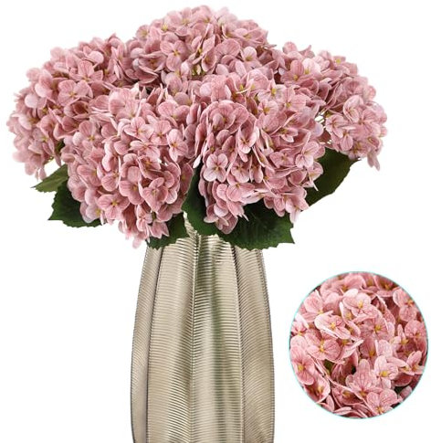 Kimura's Cabin Künstliche Hortensien, 53,3 cm, fühlen sich echt an, realistische Latex-Hortensien, langer Stiel mit Blättern, Hortensienstrauß für Zuhause, Hochzeit, Babyparty, Geburtstag, Party