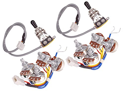 MQODLFP 2X Lp Electric Guitar Pickups Circuit Wiring Harness 2T2V 500K Pots 3 Way Switch for Style Guitar