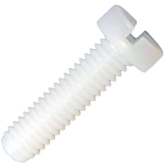 Vis à tête cylindrique DIN84 en plastique (nylon 6.6), résistantes, coupe tournevis, pour assemblage, usage industriel et domestique - M6X30 - Blanc - 100 pièces - Plastic Hardware Store