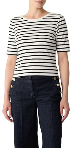 Comma Damen Ringel-Shirt aus Viskosemix mit Dezentem Glitzergarn T-Shirt