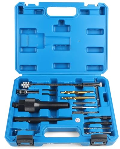 EXLECO Glühkerzen Ausbohrwerkzeug 16-teilig für M8 M10 Glühkerzen, Glühkerzen Ausbau und Gewinde Reparatur Satz Glühstift Auszieher Glühkerzenreparatur Glühkerzenlöser für Glühkerzen Wechsel Demontage