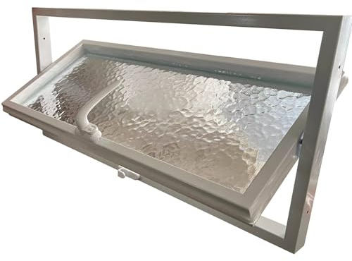 Ventanas para sótanos pequeños con rotación de 360°, para cobertizos, Casas móviles, con mampara de privacidad para cabañas de Bloques de Vidrio, Casas, garajes (Blancas, 80 x 30 cm, 31,5 x