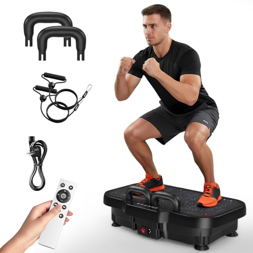 Vibration Plate, 2025 Upgraded Vibration Plate Exercise Machine for Weight Loss, 180 adjustable speed settings, 331LBS Capacity Vibration Plate For Whole Body Workout, Black