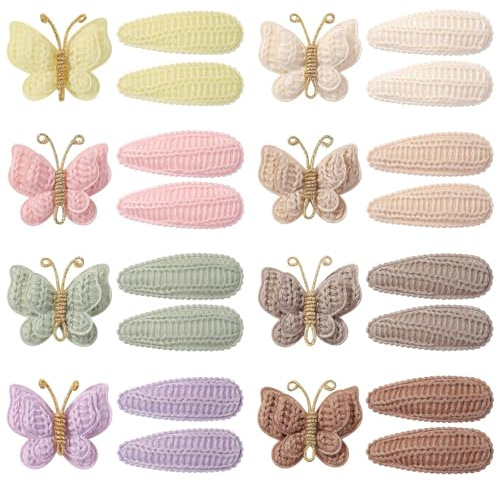 24 P Haarspangen für Kleinkinder Kleine gestrickte Haarspangen mit Druckknopf Rutschfeste, umwickelte Schmetterlings Haarspangen Accessoires für Kleinkinder Baby Mädchen Kleinkinder