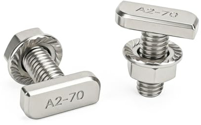 15 viti a testa martello M8 x 20 in acciaio inox A2-70 e 15 dadi flangiati | Viti a T M8 in acciaio inox per serra con dadi a denti di bloccaggio per binari di montaggio PV Solar PV