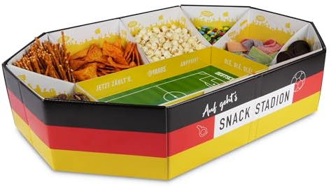 40YARDS Fußball Snack Stadium XXL 61x43 cm | Deutschland Fanartikel WM 2026 | Snackstadion für Fußball WM 2026 | Fussball Deko für Weltmeisterschaft | Party Snackschale | Deutschland Flagge + Tippsiel