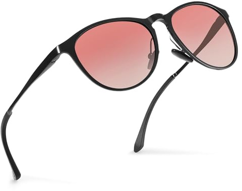 wearPro Sonnenbrille Damen Polarisiert Al-Mg Metall Rahme-Ultraleicht-Rund-Herren-Unisex-UV400-Retro-Vintage -Klassisch-Trendy-SonnenbrillenGeeignet FüR Camping-Outdoor-Geschenke für frauen