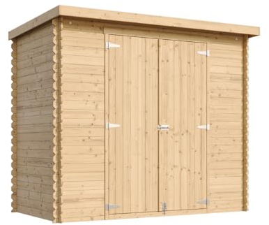 TIMBELA M310C1+M310G Gartenhaus Holz 2,63 m² Aus Kiefer/Fichte, Geräteschuppen 19 mm Wandstärke, Gerätehaus Holz für Gartenwerkzeug, Fahrradschuppen mit imprägniertem Holzboden